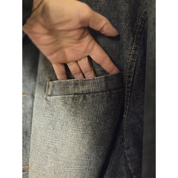 Raider Denim Jacket Mens XXLT Tall Chore Coat Farmhouse Utility Blue Distressed - Picture 6 of 12